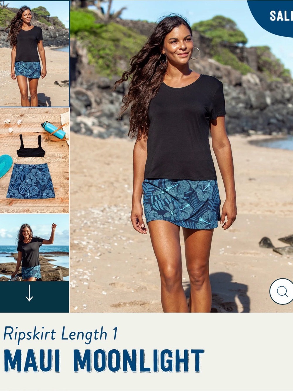 Hawaiian Rip Skirt Blue Floral Print